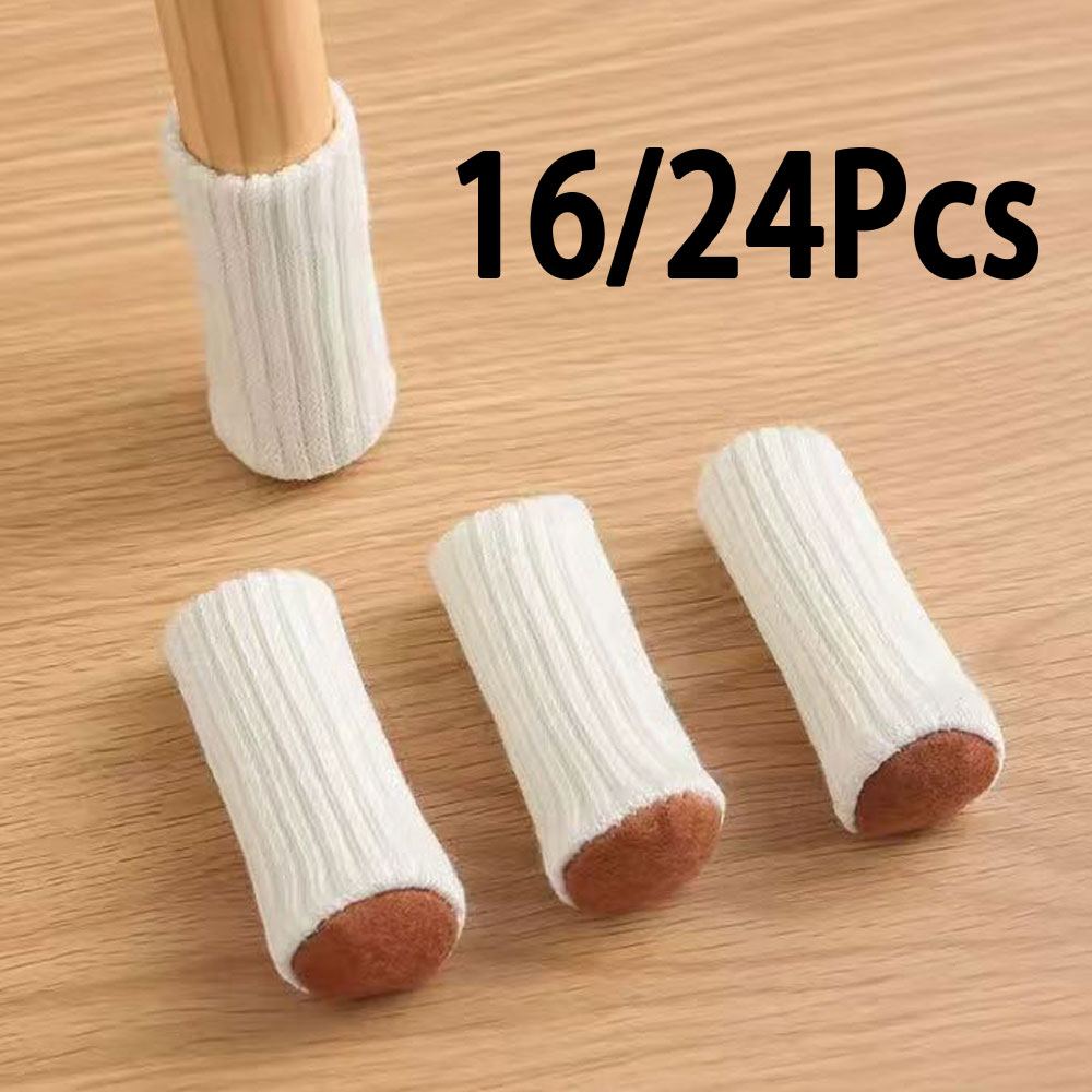 Outdoor Furniture Leg Protectors - 16/24 個椅子脚ソックスニット家具足フロアプロテクター滑り止めパッドサイレント厚みのあるテーブル椅子脚ソックスカバー