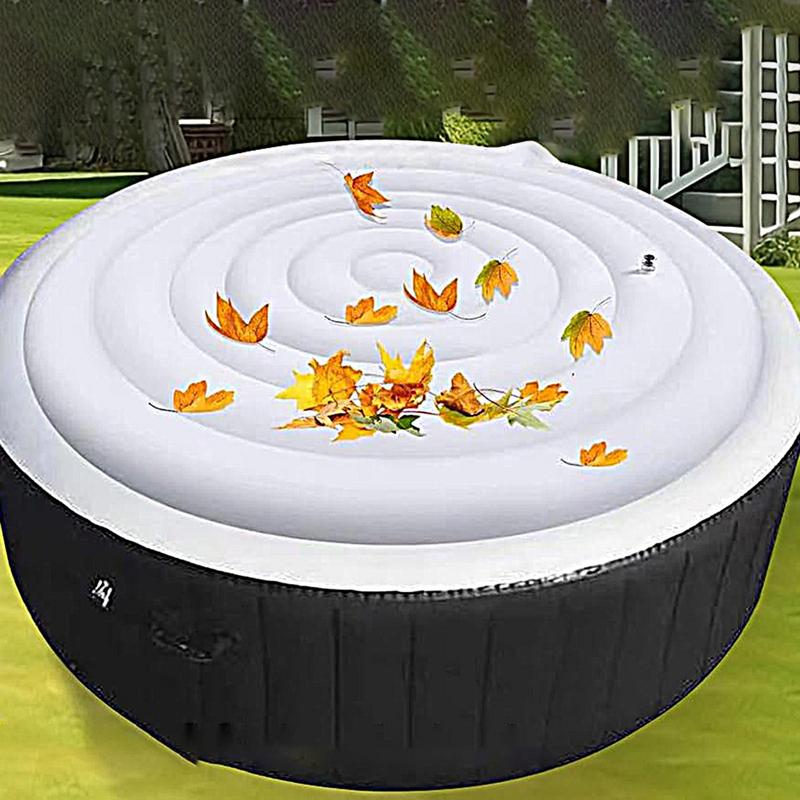 Inflatable Hot Tub - 直径 145 センチメートルインフレータブルカバー省エネラウンドホットタブ蓋屋外スパプール防風雨オーバーフローサーマルカバー