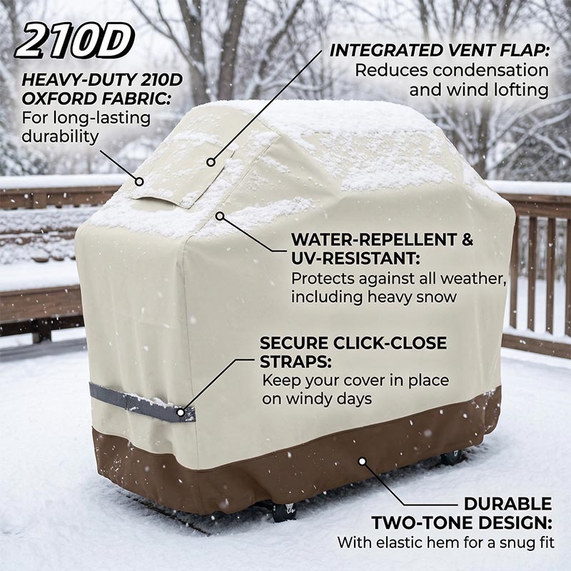 Outdoor Furniture Weatherproof - 210D BBQ ベージュバーベキューグリル屋外ガスバーベキューカバー防塵カバーオーブン保護カバー防水オーブンフード家具カバー