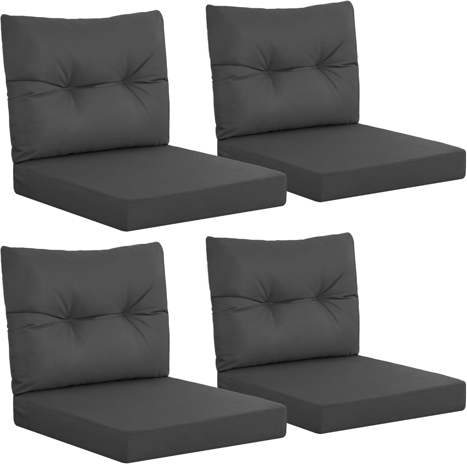 Outdoor Furniture Cushions 24 X 24 - 屋外パティオ家具 ダークグレー クッション 4 個セット、防水、色褪せ防止、24 x