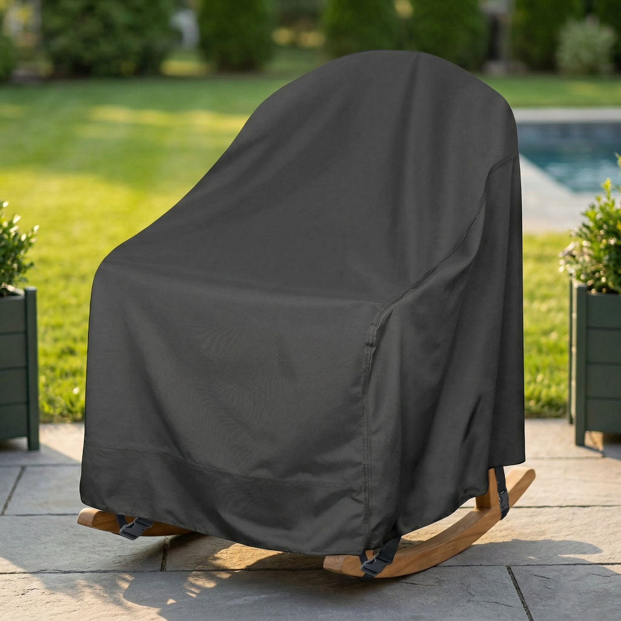Outdoor Furniture Heavy - 屋外用ロッキングチェアカバー。防水加工、耐久性に優れ、パティオ家具やガーデンチェアを保護。洗濯可能で再利用可能。