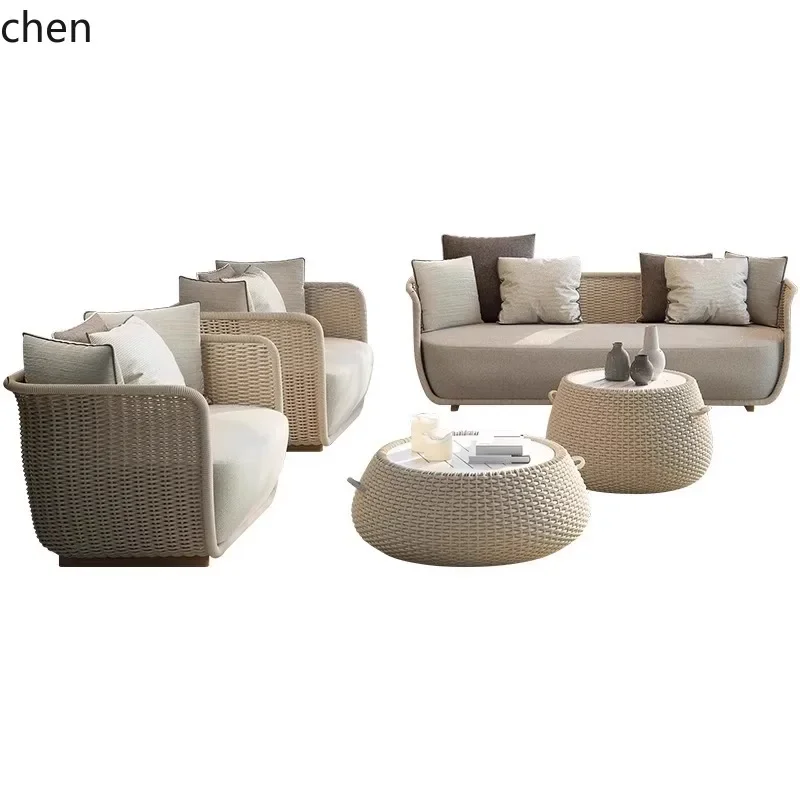 Outdoor Furniture Rattan - b11-7.1 屋外ソファ家具 中庭レジャー用ラタンソファ ホテルコーヒーテーブルセット