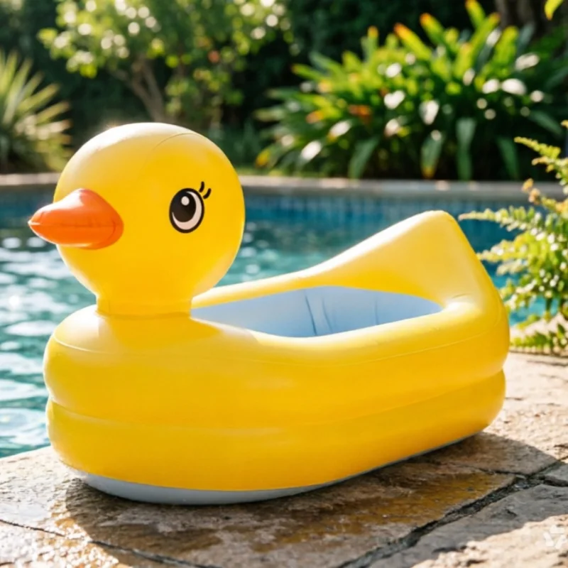 Inflatable Hot Tub - 軽量PVC製カートゥーンダック型インフレータブル洗面器、家庭用バス、ビーチ、プール、屋外水遊びに最適な水保持設計