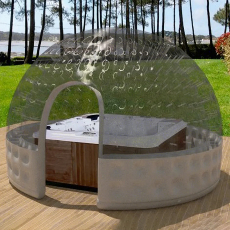 Inflatable Hot Tub - 新デザイン冬用インフレータブルホットタブスパカバートテント、ウォーターマッサージとシャワー機能付き、0.9mm PVC素材、3年保証