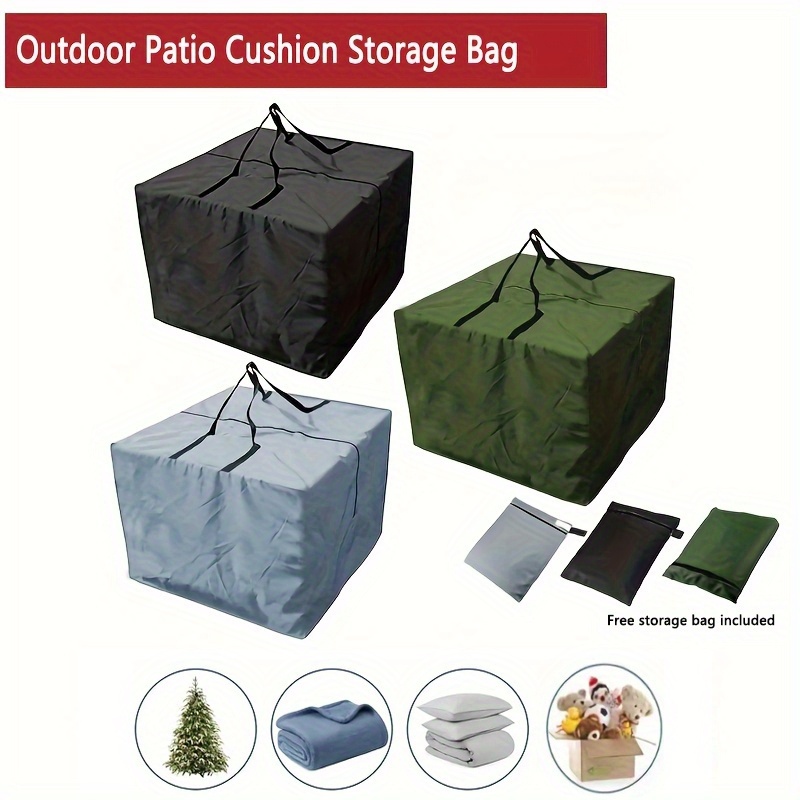 Outdoor Furniture Cushions 24 X 24 - 屋外パティオクッション収納バッグ、32×32×24インチの正方形家具シートクッション収納バッグ、ジッパーとハンドル付き