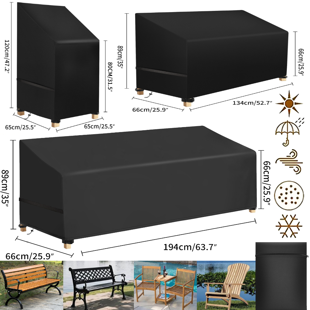 Outdoor Furniture Weatherproof - 防水パティオチェアダストカバー ガーデン家具保護 アウトドアソファ 雨＆UVカバー ラウンジ芝生用 ディープシートベンチ用