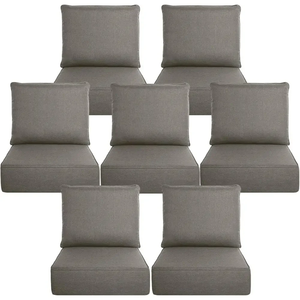 Outdoor Furniture Cushions 24 X 24 - 厚手の屋外用クッション6点セット - 24x24インチ、色褪せ防止、防滴、取り外し可能、パティオ家具やソファベンチスイング用 - グレー