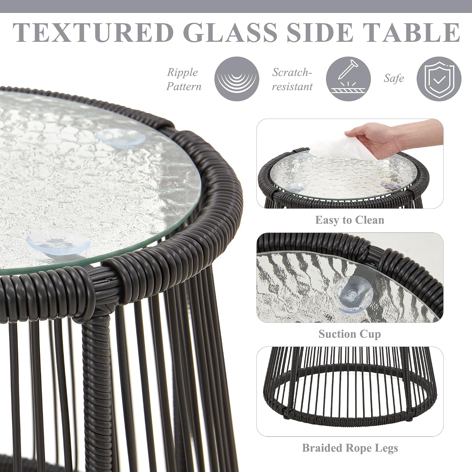 3ピース屋外パティオ籐家具セット、ブラック |   L字型ラ - Outdoor Furniture Rattan のレビューと価格