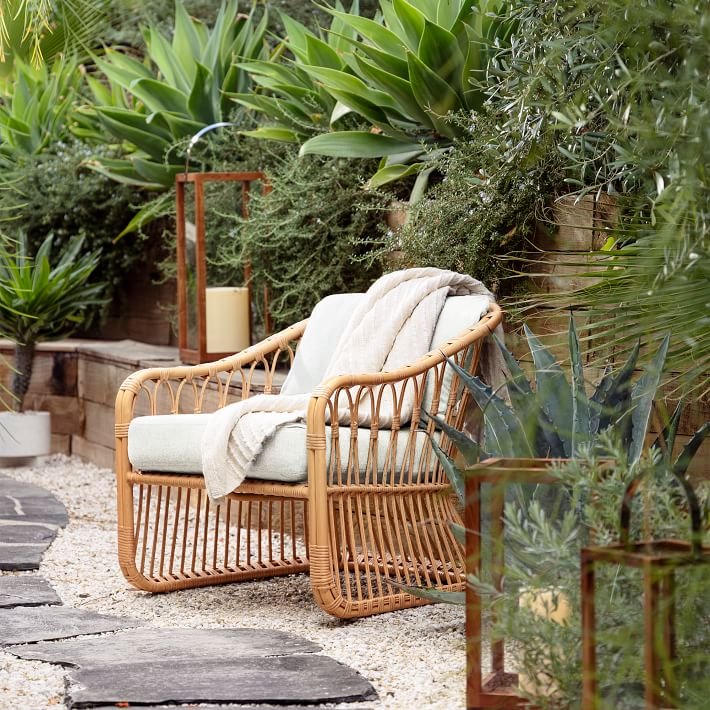 ラタンラウンジチェアソファシングルチェア屋外用ウィッカーナチ - Outdoor Furniture Rattan のレビューと価格