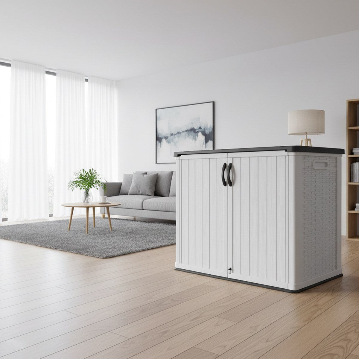 大型プラスチック製屋外収納庫、鍵付き防水ガーデンツールボック - Garden Storage Box のレビューと価格