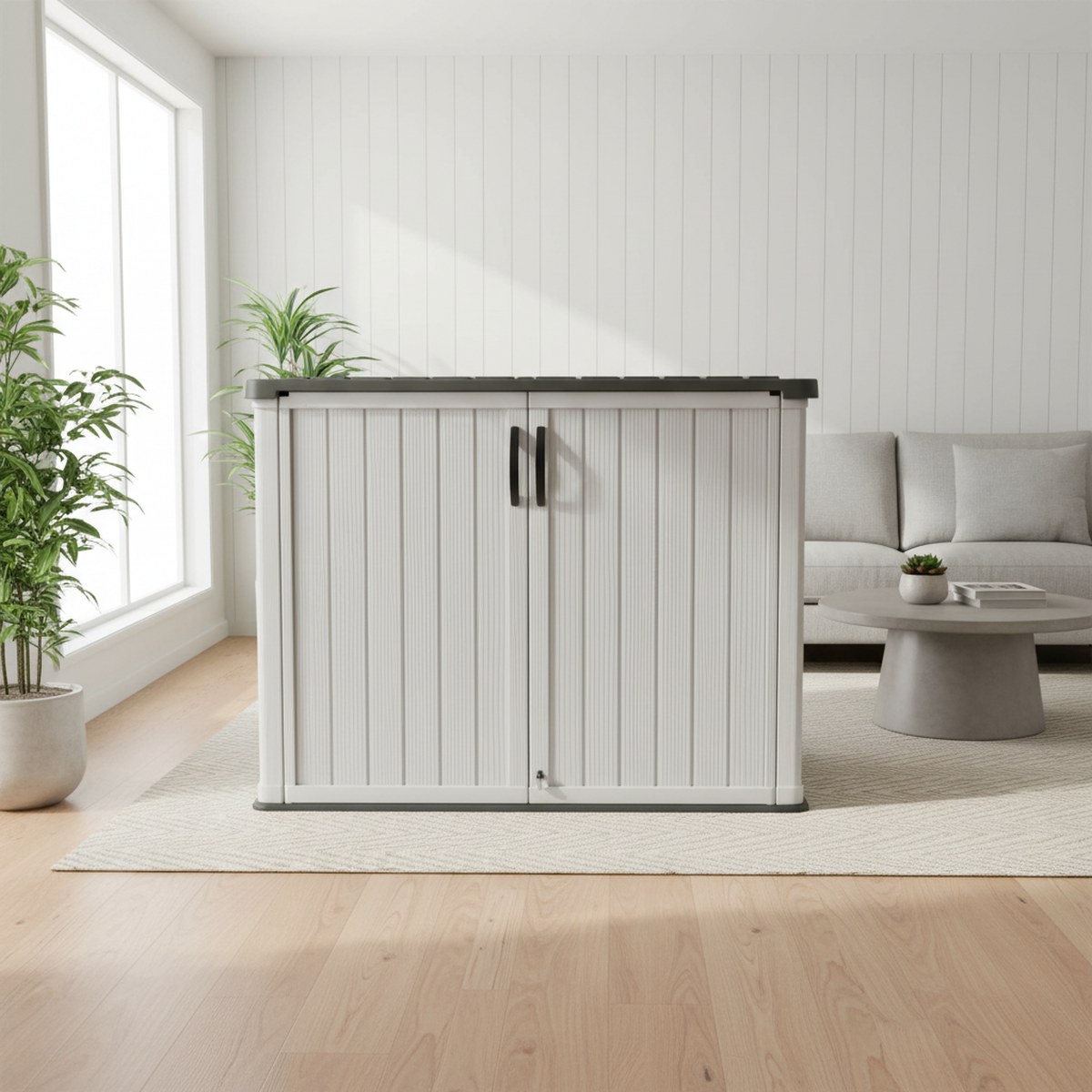 大型プラスチック製屋外収納庫、鍵付き防水ガーデンツールボック - Garden Storage Box のレビューと価格