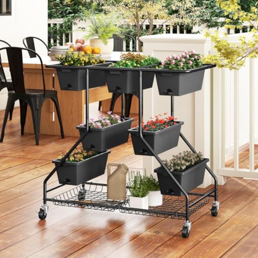 イチゴ、野菜、花、ハーブを栽培するための高床式プランター。亜 - Garden Storage Box のレビューと価格