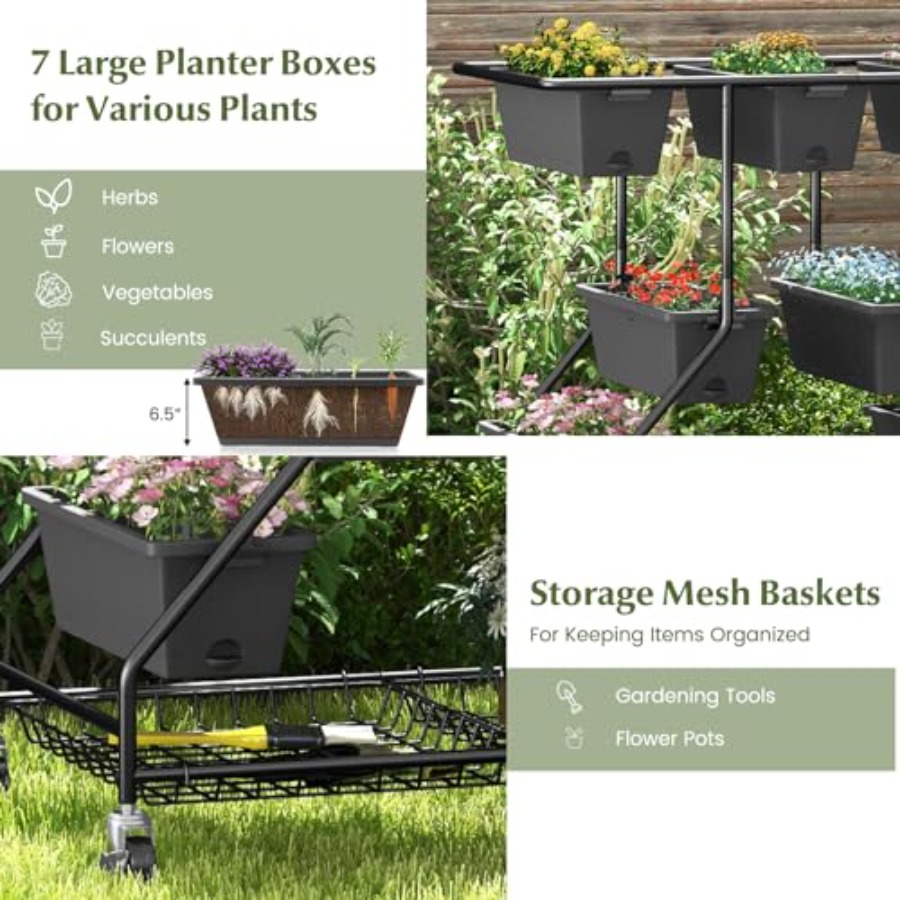 イチゴ、野菜、花、ハーブを栽培するための高床式プランター。亜 - Garden Storage Box のレビューと価格