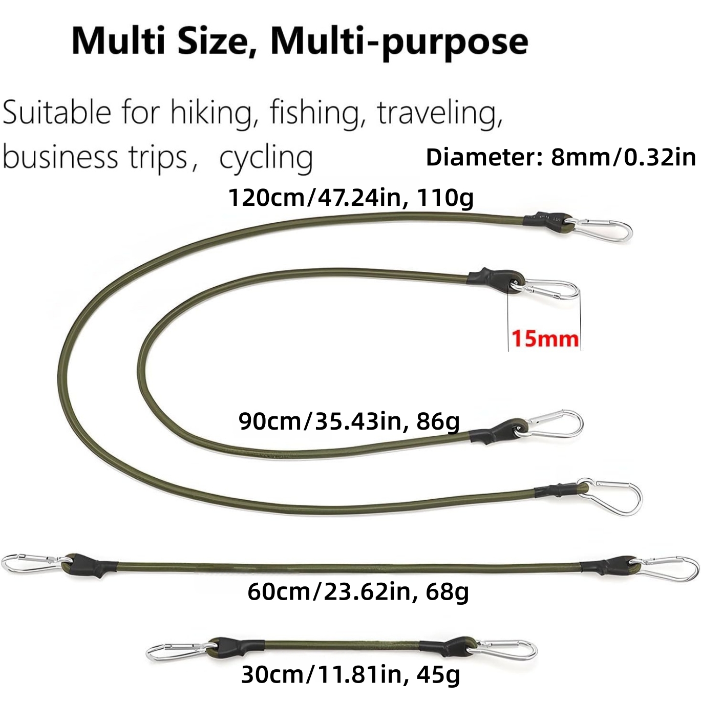 2本組 弾性ロープ アルミフック 8mm 耐衝撃ロープ 柔軟 - Outdoor Furniture Rope のレビューと価格