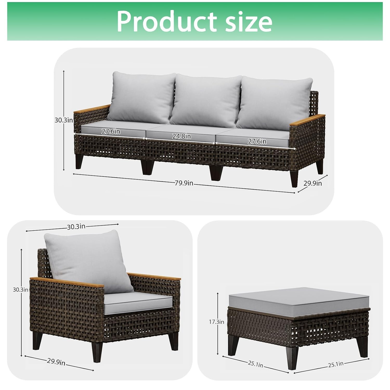 14点セットの屋外用パティオ家具セット。厚手のクッションと高 - Outdoor Furniture Rattan のレビューと価格