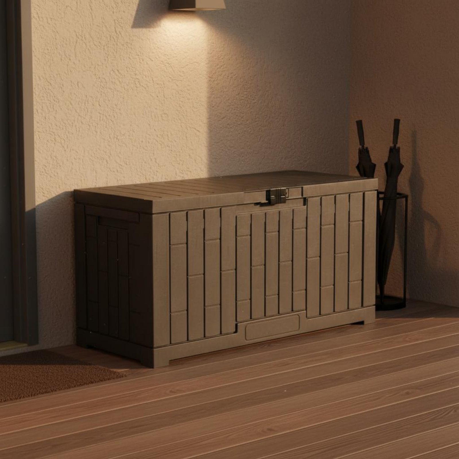 樹脂製デッキボックス 長方形屋外収納ボックス ロック付き収納 - Garden Storage Box のレビューと価格