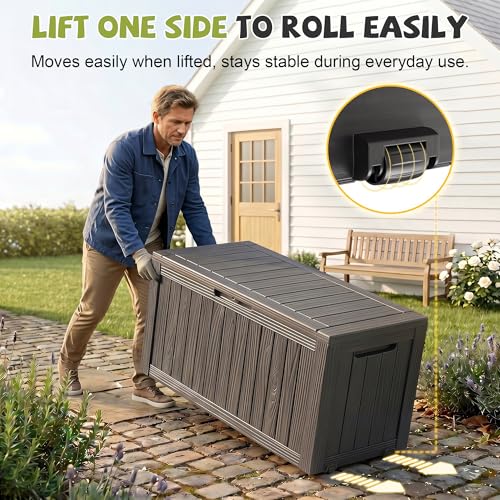 屋外用防水樹脂製収納デッキボックス、ロック可能な屋外ベンチ、 - Outdoor Furniture With Storage のレビューと価格