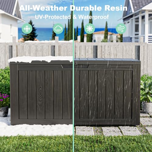 屋外用防水樹脂製収納デッキボックス、ロック可能な屋外ベンチ、 - Outdoor Furniture With Storage のレビューと価格