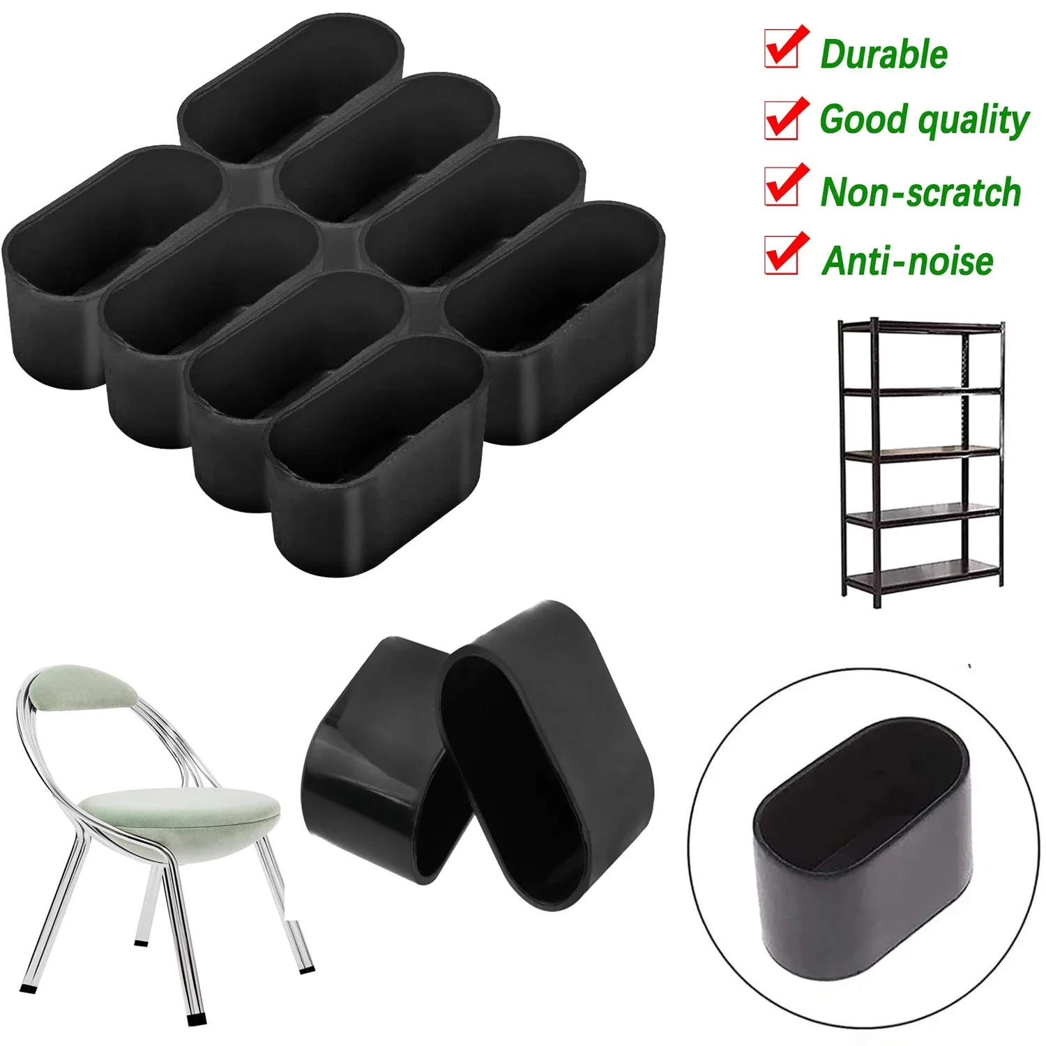 4-32個のシリコン楕円形椅子脚カバー、滑り止めテーブルフッ - Outdoor Furniture Leg Protectors のレビューと価格