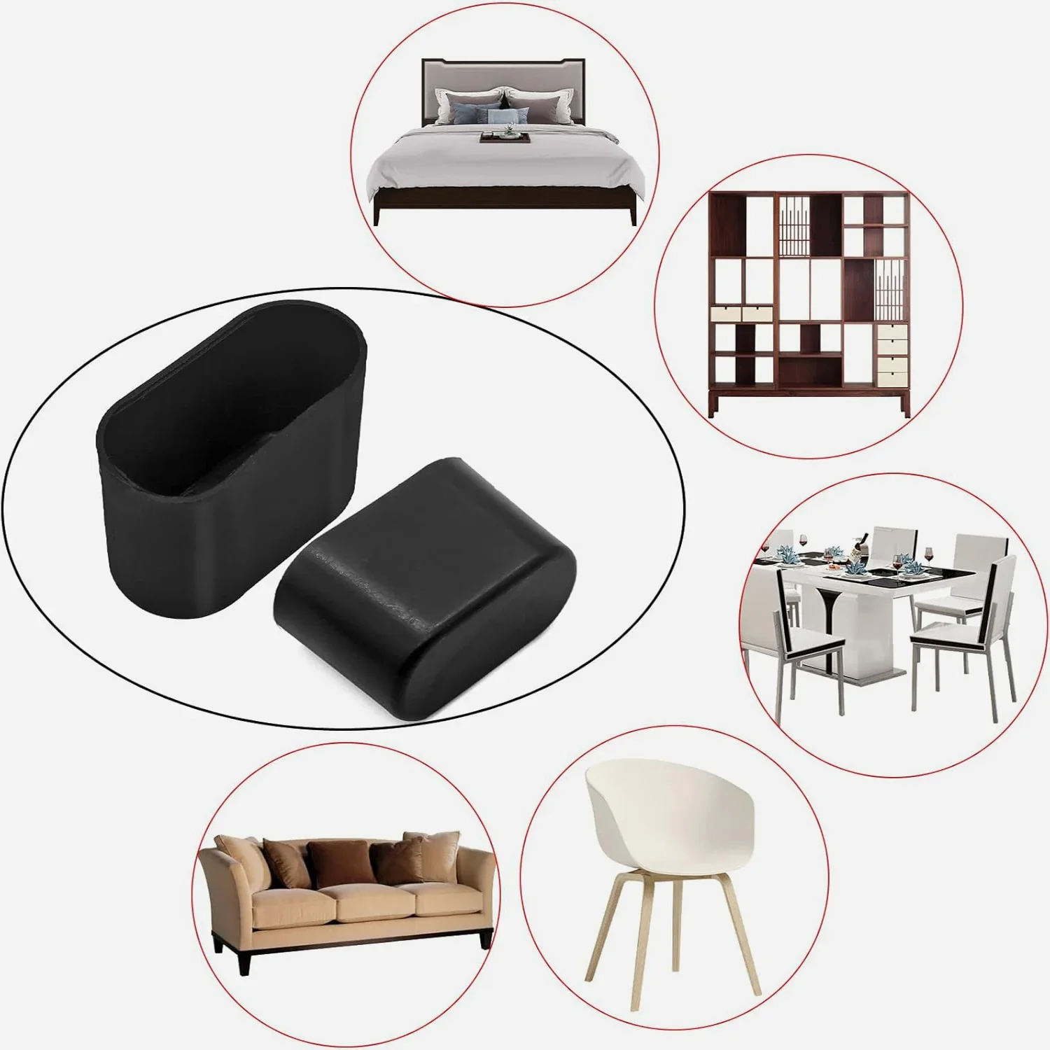 4-32個のシリコン楕円形椅子脚カバー、滑り止めテーブルフッ - Outdoor Furniture Leg Protectors のレビューと価格