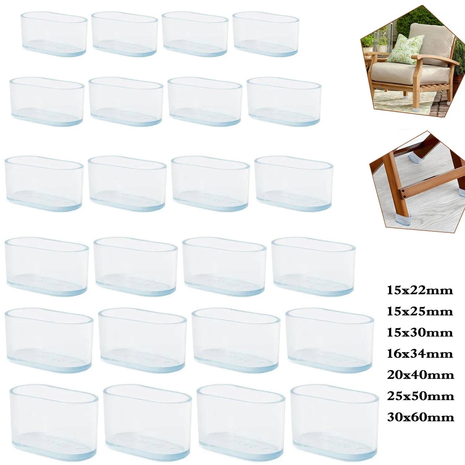 4-32個のシリコン楕円形椅子脚カバー、滑り止めテーブルフッ - Outdoor Furniture Leg Protectors のレビューと価格