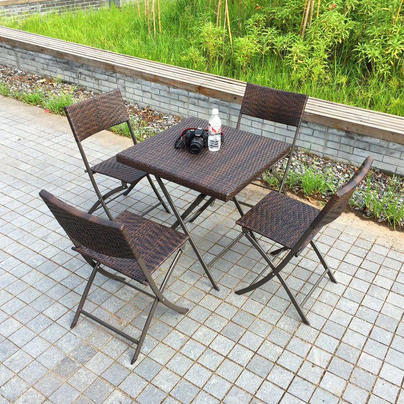 折りたたみ式屋外ガーデンセット ラタンチェア 小型コーヒーテ - Outdoor Furniture Rattan のレビューと価格