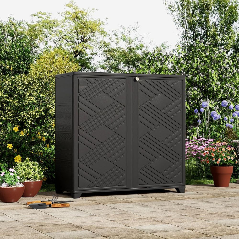 屋内/屋外収納キャビネット 防水、34x15x34cm プラ - Garden Storage Box のレビューと価格