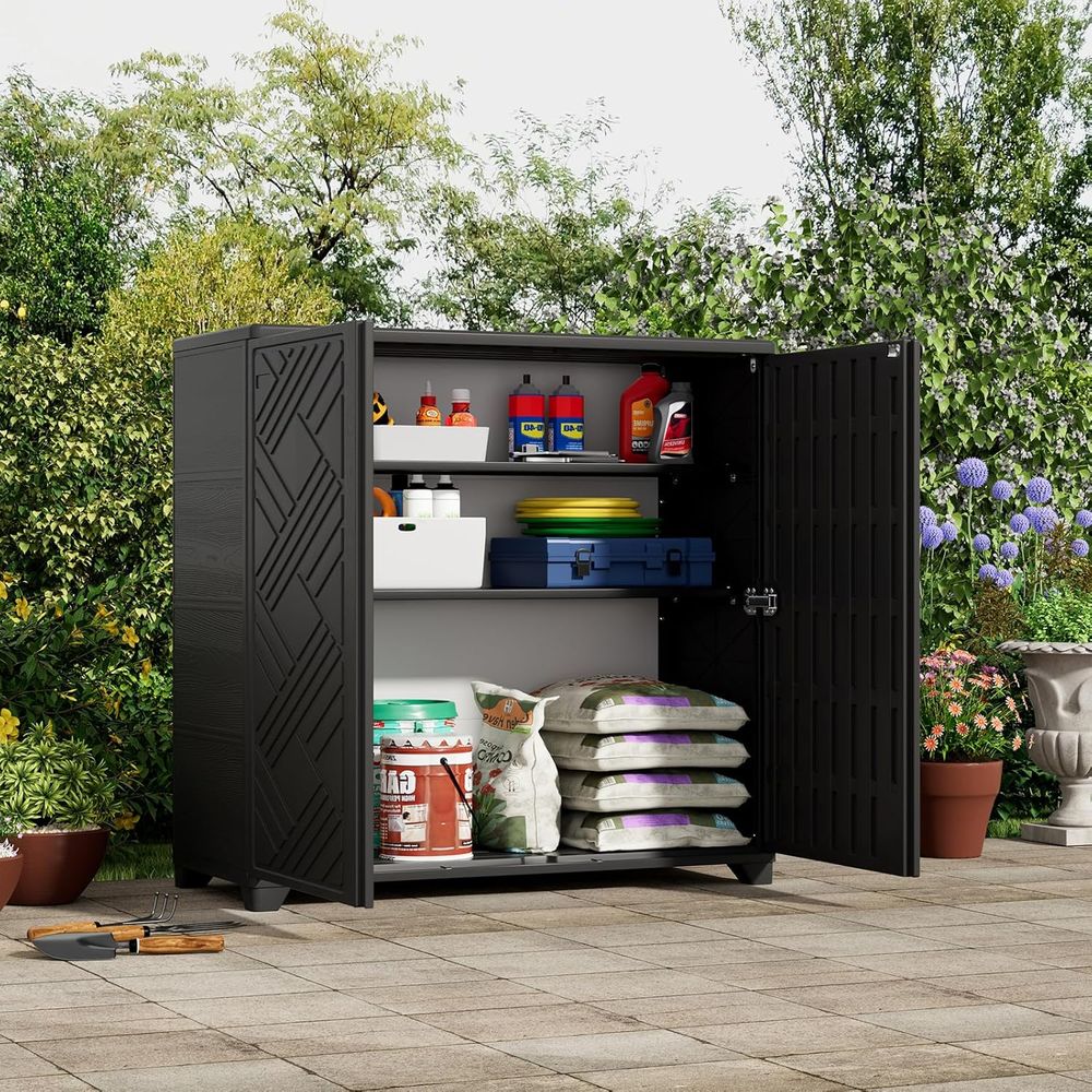 屋内/屋外収納キャビネット 防水、34x15x34cm プラ - Garden Storage Box のレビューと価格