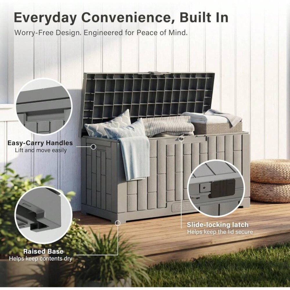 屋外用収納ボックス 60ガロン 防水樹脂製デッキボックス パ - Garden Storage Box のレビューと価格