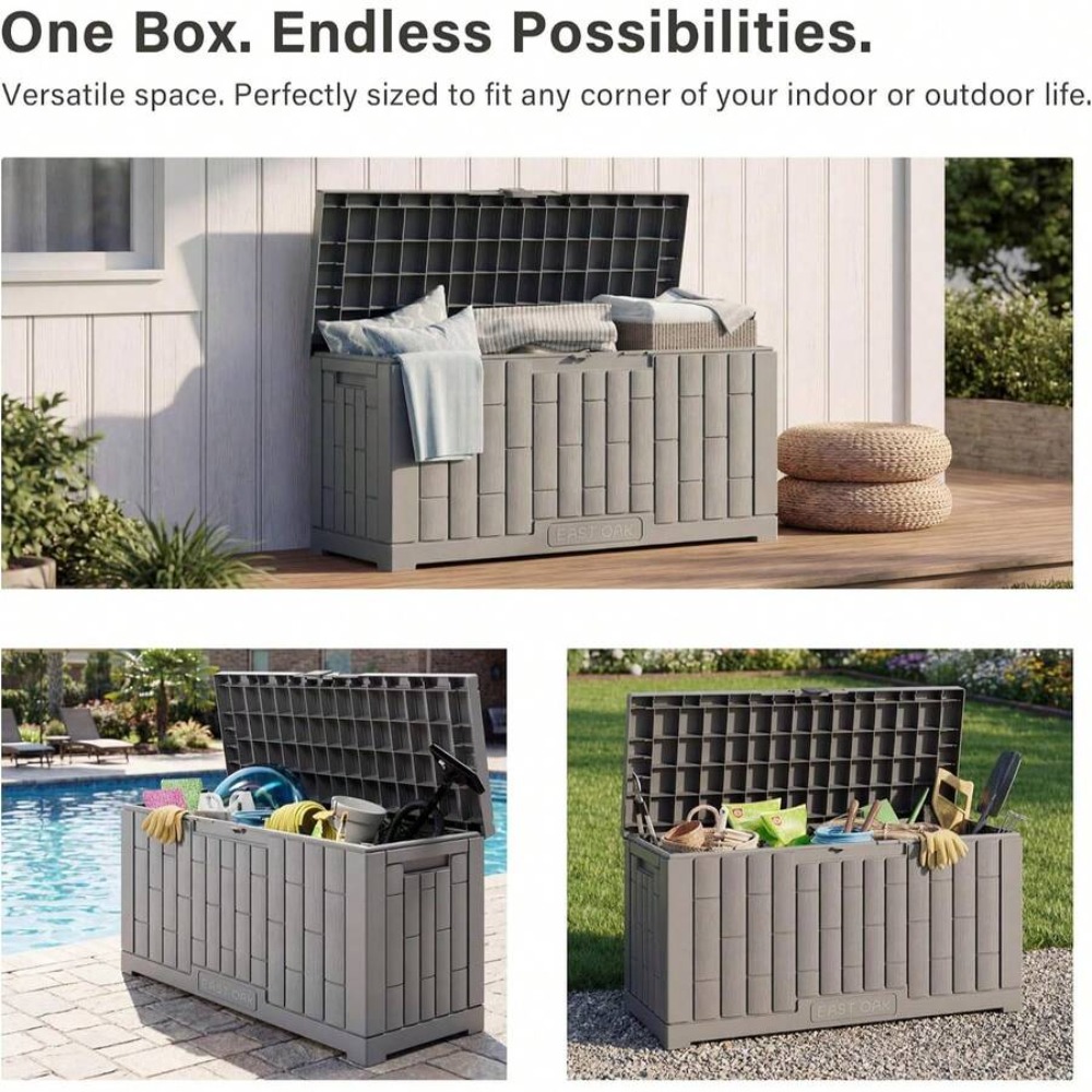 屋外用収納ボックス 60ガロン 防水樹脂製デッキボックス パ - Garden Storage Box のレビューと価格