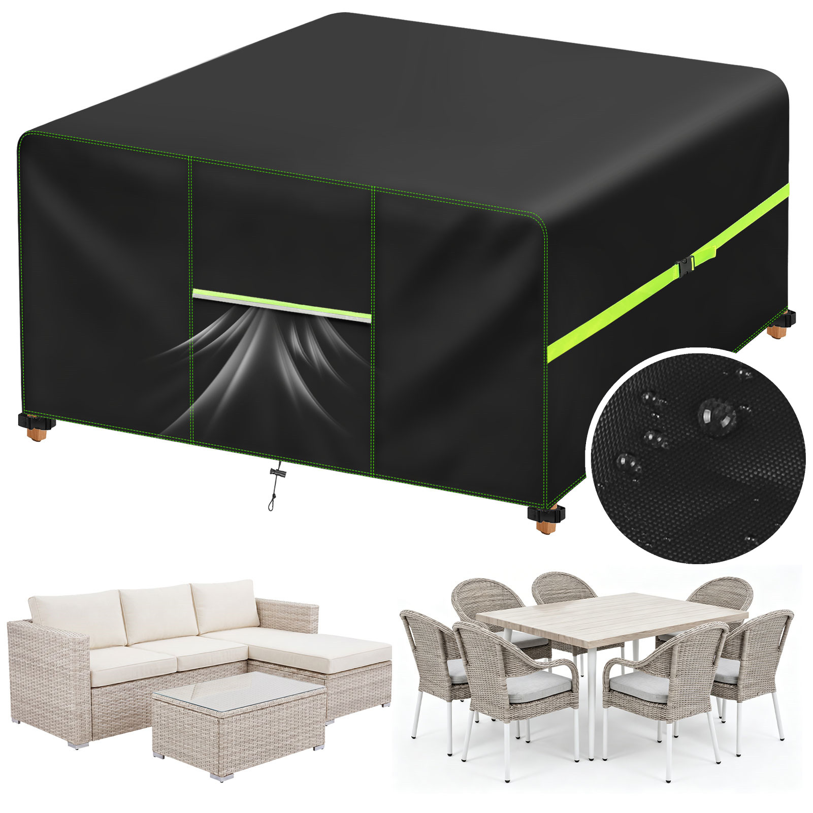 ガーデン家具カバー エアベント付き 防水パティオ籐ソファテー - Outdoor Furniture Weatherproof のレビューと価格