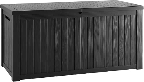 150ガロンのロック可能な樹脂製デッキボックス、防水・UV耐 - Garden Storage Box のレビューと価格