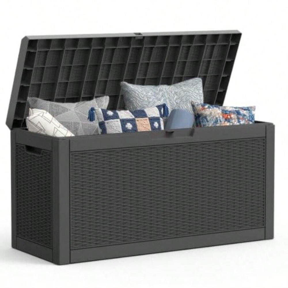 屋外用収納ボックス デッキボックス 防水 ラタン柄 レジン製 - Outdoor Furniture With Storage のレビューと価格