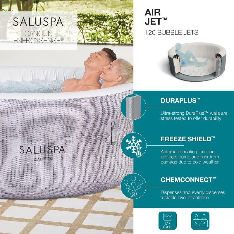 ベストウェイ サルスパ カンクン 2～4人用 インフレータブ - Inflatable Hot Tub のレビューと価格