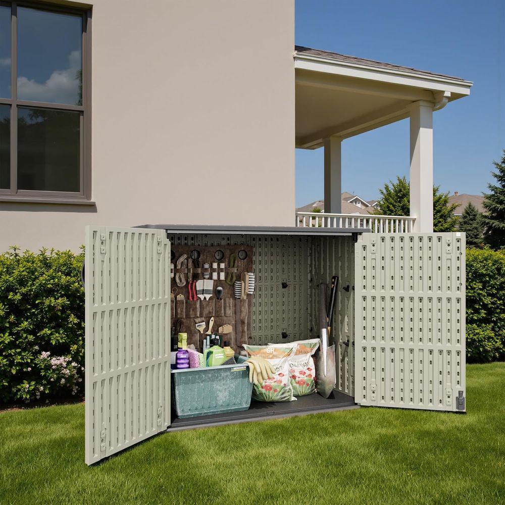 26立方フィートの屋外収納キャビネット、ロック可能なドア付き - Outdoor Furniture With Storage のレビューと価格