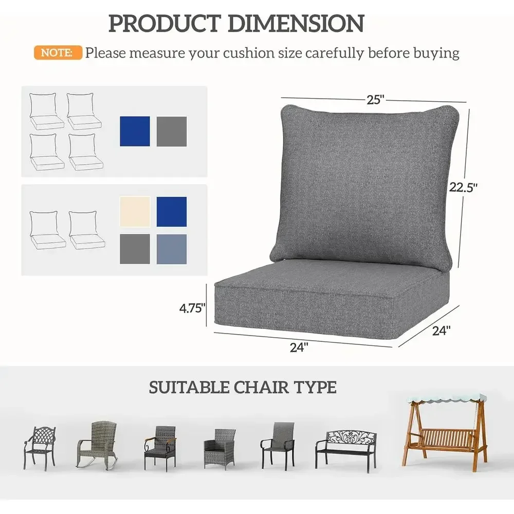 耐候性のある屋外用椅子クッション 2 個セット、深さ 24x - Outdoor Furniture Cushions 24 X 24 のレビューと価格