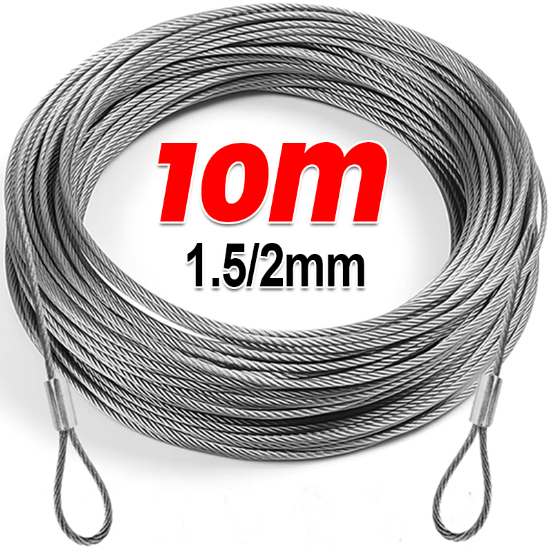 10/2Mステンレス鋼ワイヤーロープ屋外キャノピーロープ釣り - Outdoor Furniture Rope のレビューと価格