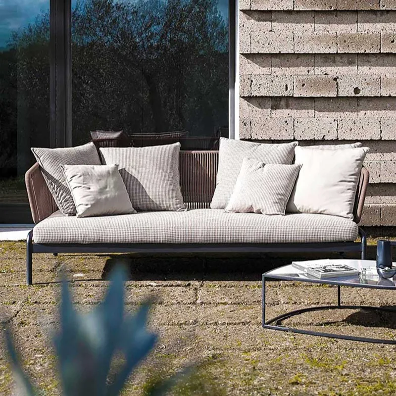 屋外ソファ中庭オープンエアバルコニーダブル籐椅子籐サンルーム - Outdoor Furniture Rattan のレビューと価格