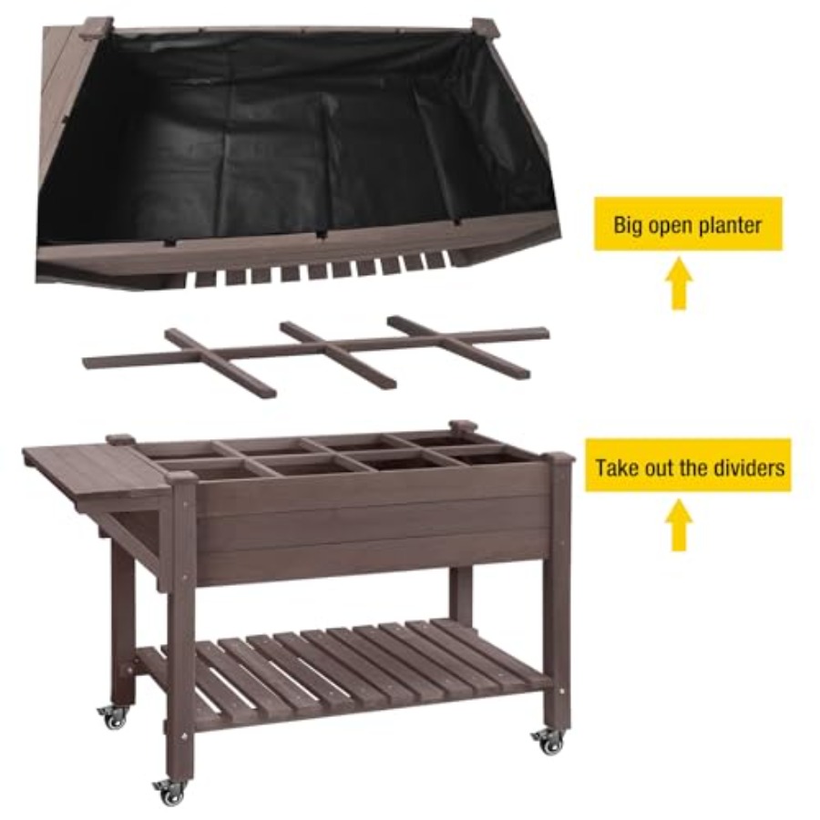 キャスター付きの高床式プランターボックス、屋外用大型プランタ - Garden Storage Box のレビューと価格