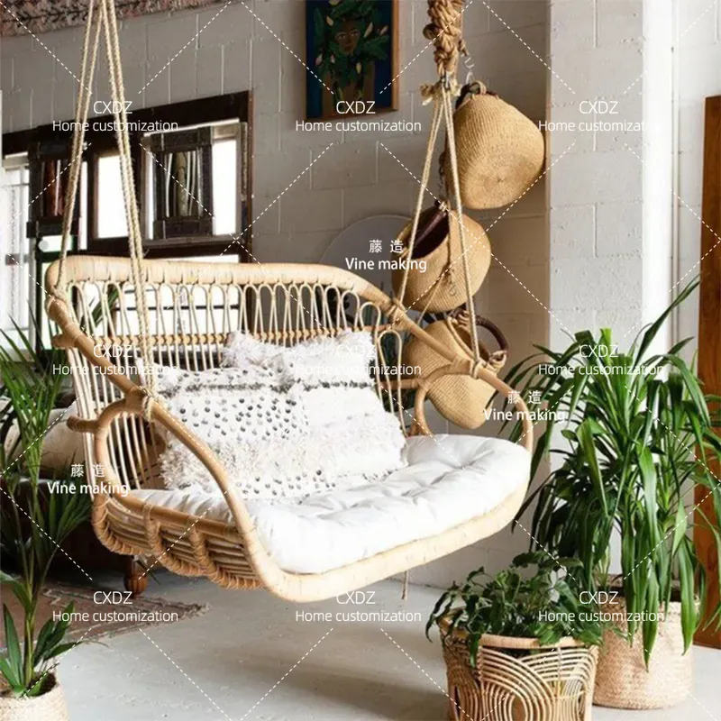 屋外用ダブルハンギングラタンチェア バリスイングバスケットク - Outdoor Furniture Bali Style のレビューと価格