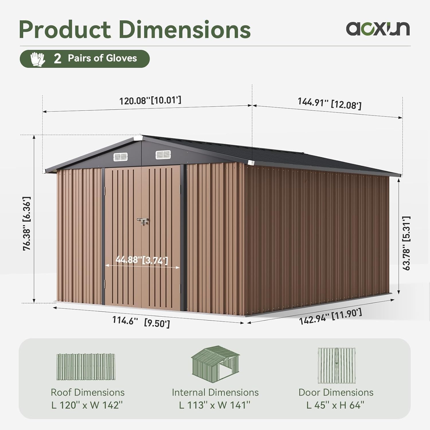 12 x 10フィートの屋外収納庫、両開き大型ドア付き、ブラ - Outdoor Furniture With Storage のレビューと価格