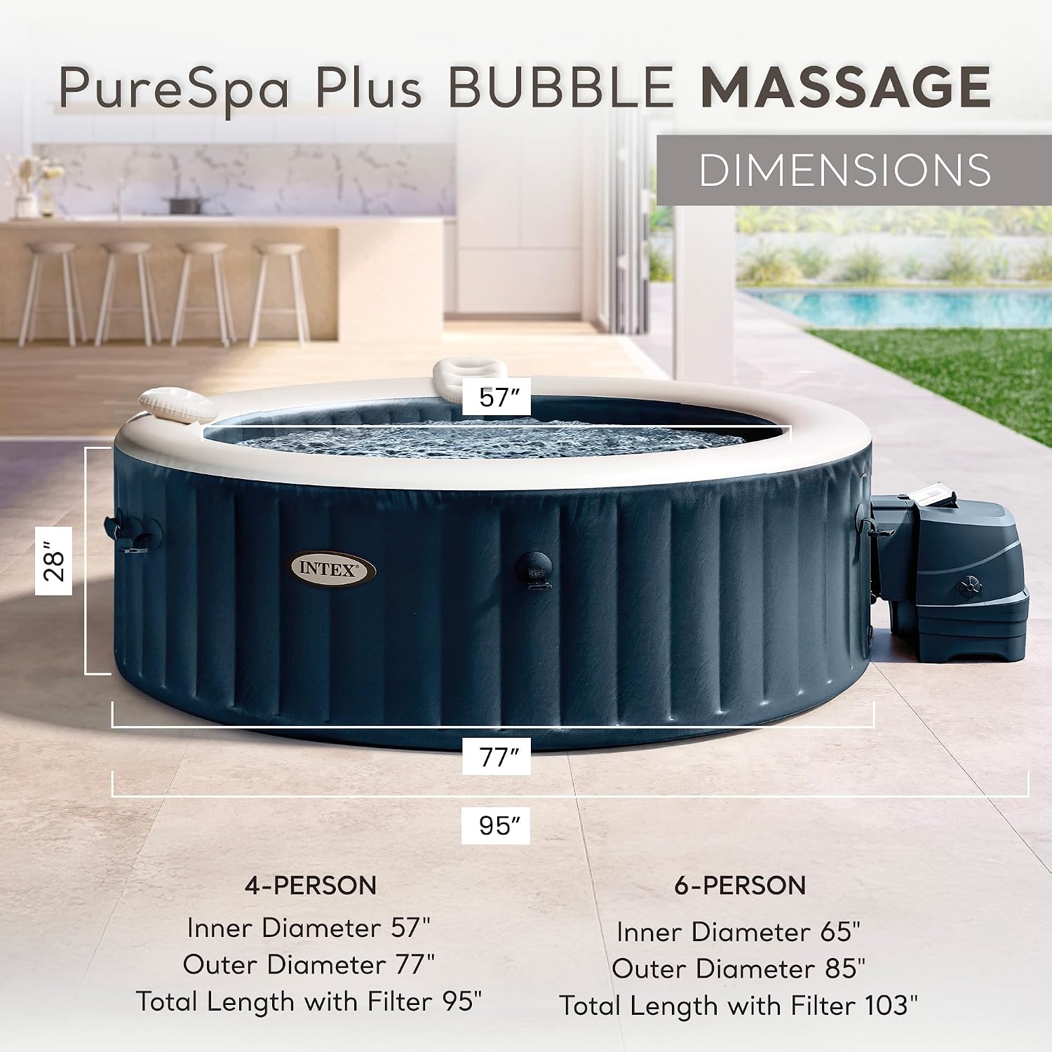 PureSpa 4人用インフレータブルホットタブセット（省エ - Inflatable Hot Tub のレビューと価格
