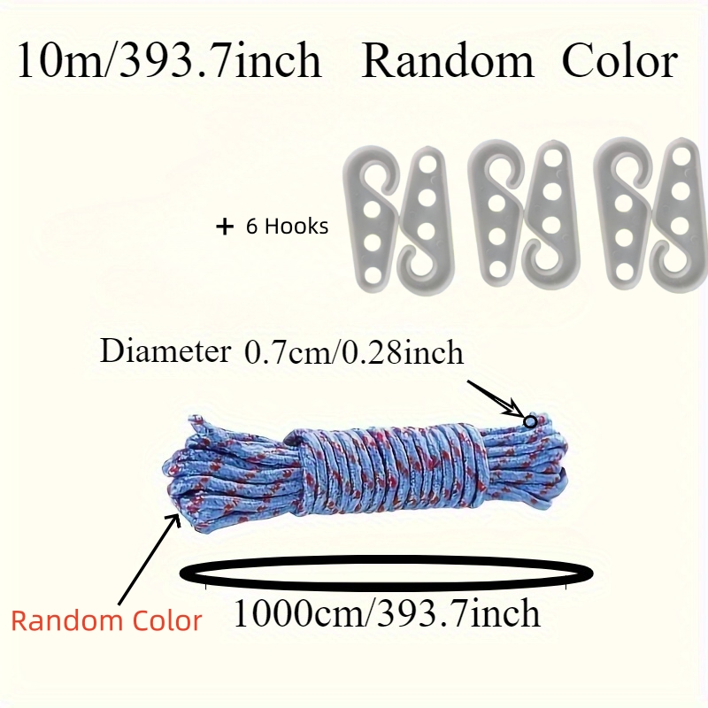 7点セット 10m ナイロンロープ（6つのフック付き）、ラン - Outdoor Furniture Rope のレビューと価格