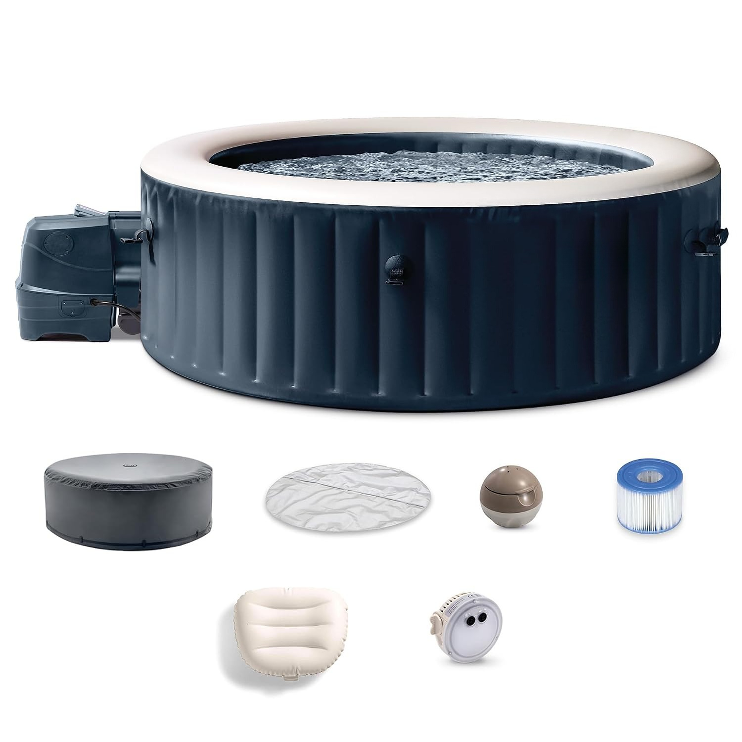 6人用円形インフレータブルホットタブ、バブルマッサージスパセ - Inflatable Hot Tub のレビューと価格