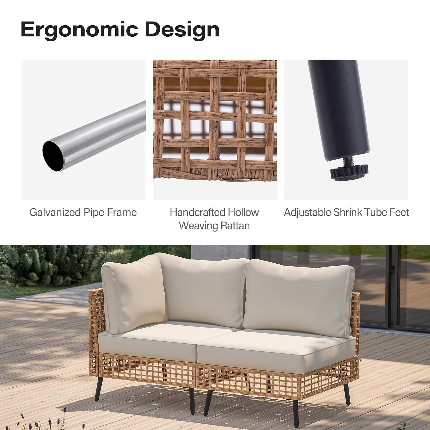 屋外用PE製ウィッカーパティオ家具セット 2ピース 全天候型 - Outdoor Furniture Rattan のレビューと価格