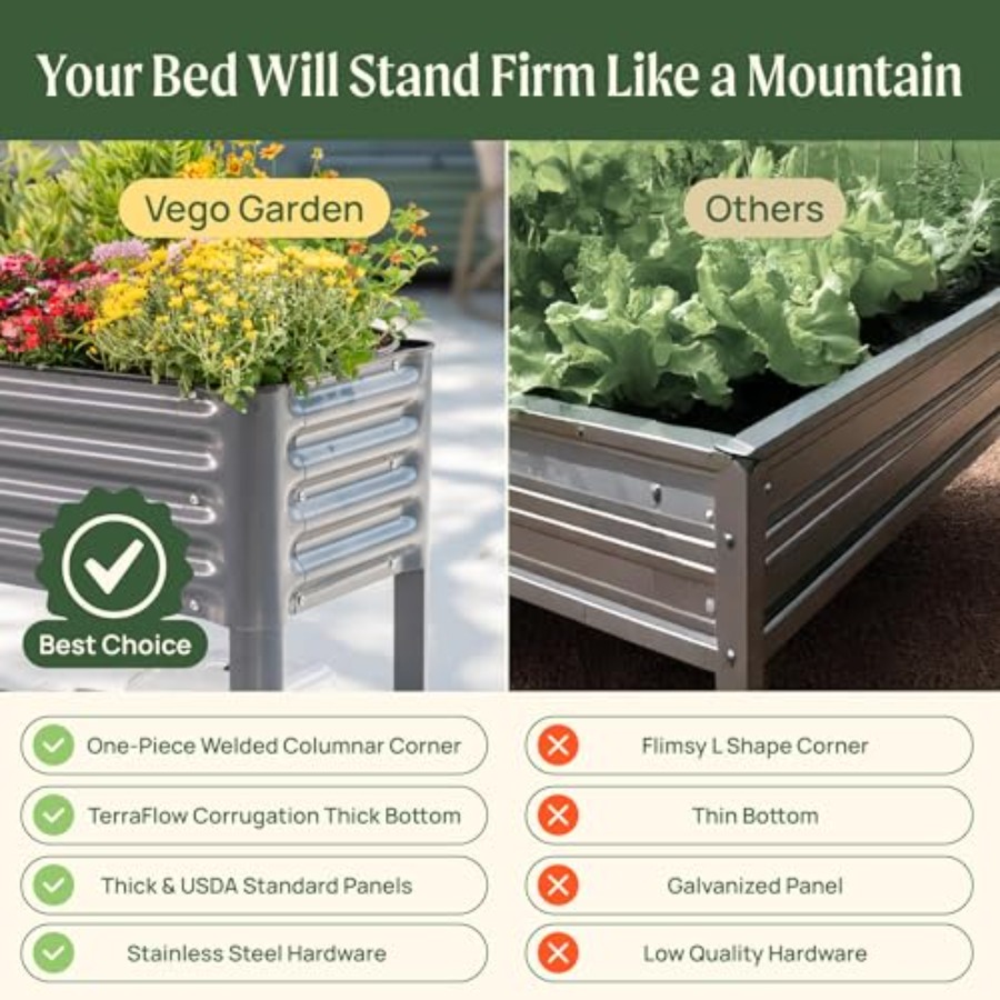 移動式高床式菜園、5.5フィートの屋外プランターボックス（脚 - Garden Storage Box のレビューと価格